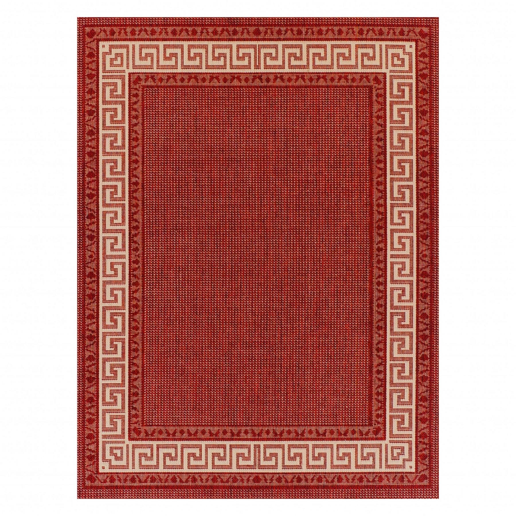 Greek Key Red Flatweave Rug Greek AntiSlip Design