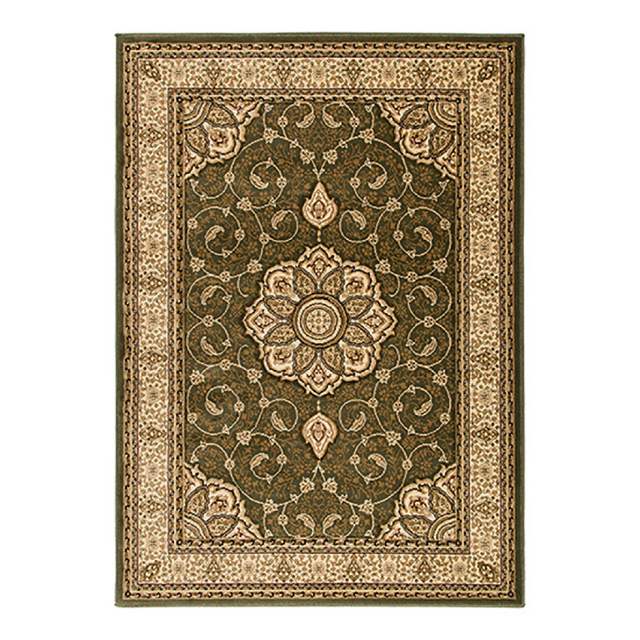 Luxury Hand Carved Green Persian Design Rug