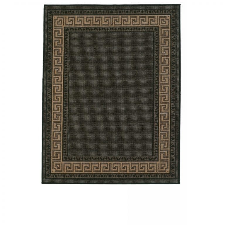 Greek Key Black Flatweave Rug Greek AntiSlip Design