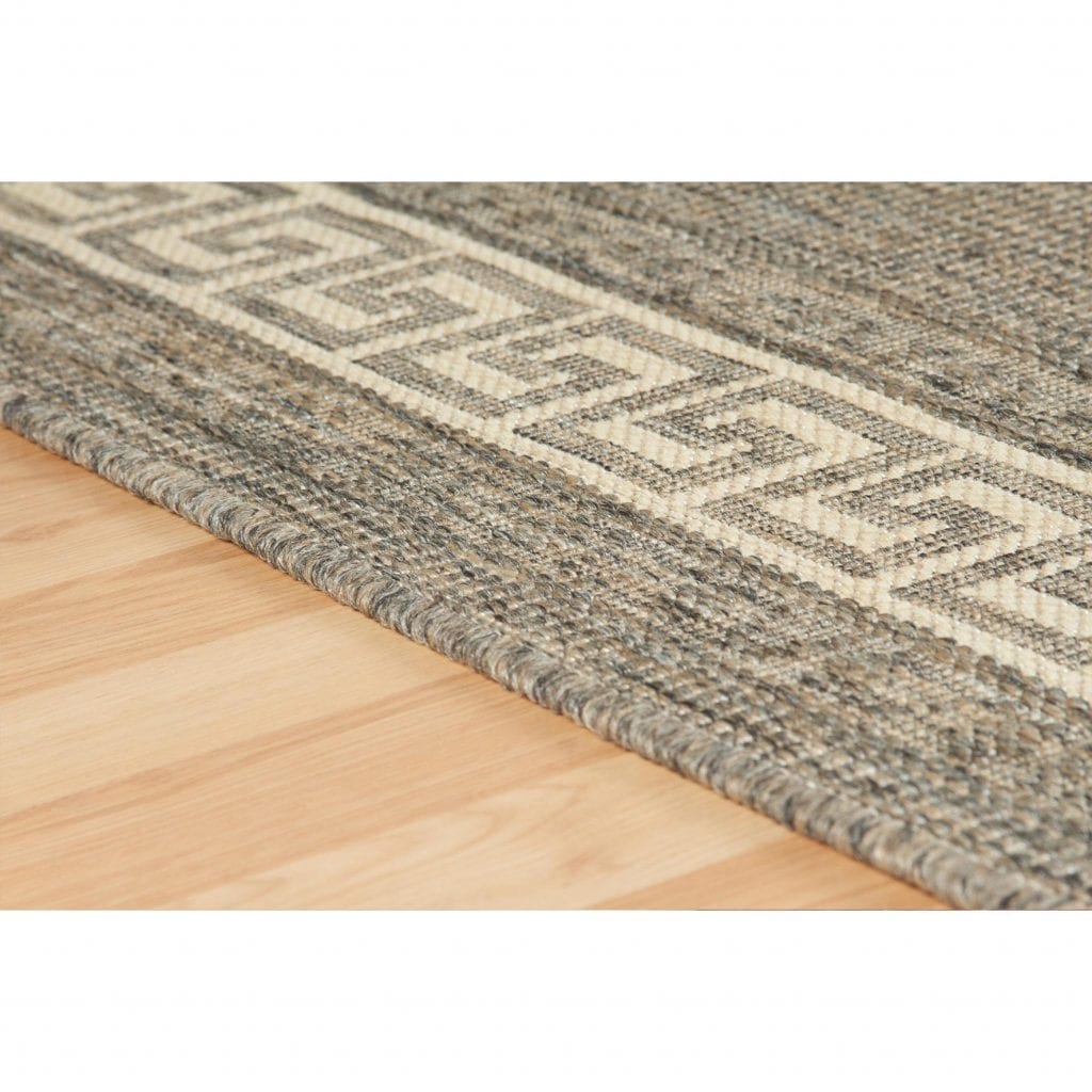 Greek Key Grey Flatweave Rug Greek AntiSlip Design