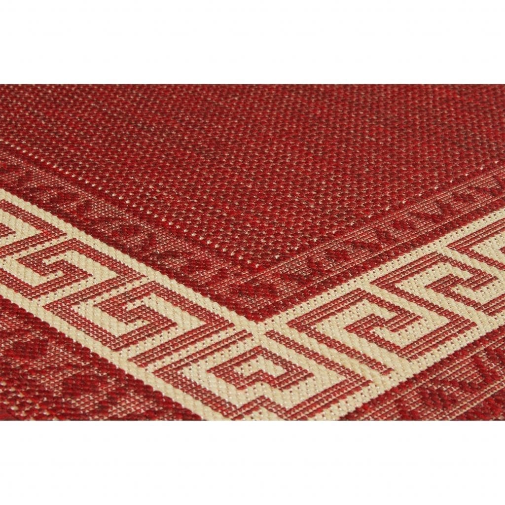 Greek Key Red Flatweave Rug Greek AntiSlip Design