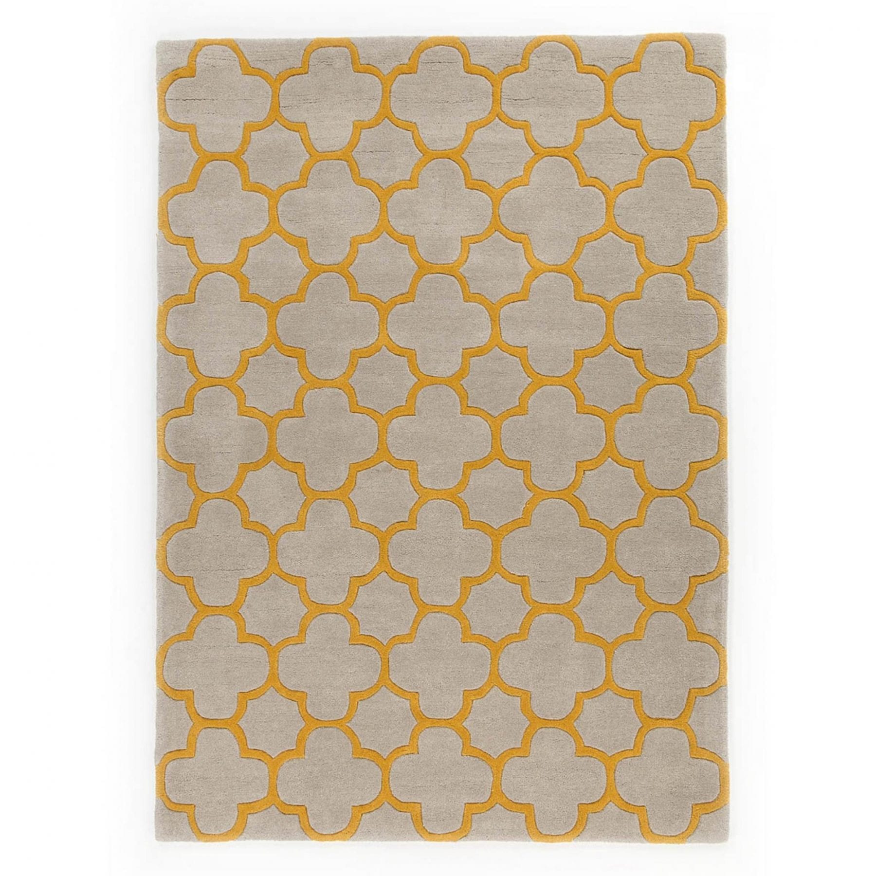 Morocco Wool Rug | Grey and Ochre Quatrefoil Rug