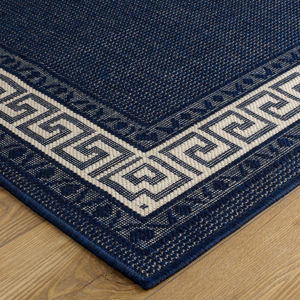 Greek Key Blue Flatweave Rug Greek AntiSlip Design