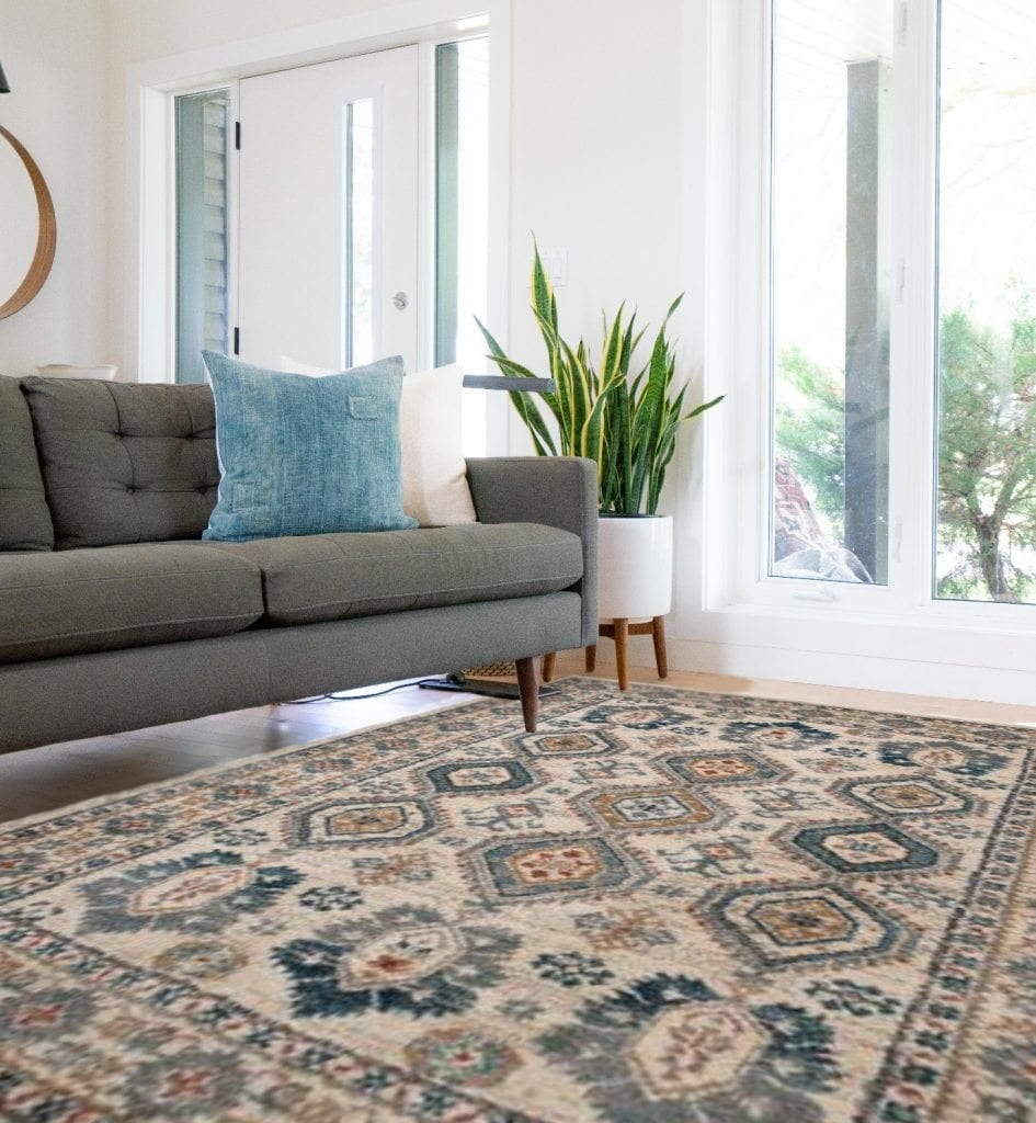 patterned rugs in living room