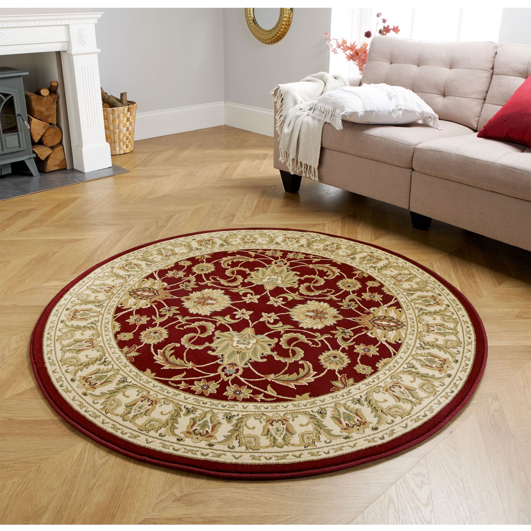 Kendra  45M Red Beige Traditional Style Rug in various sizes and runner 