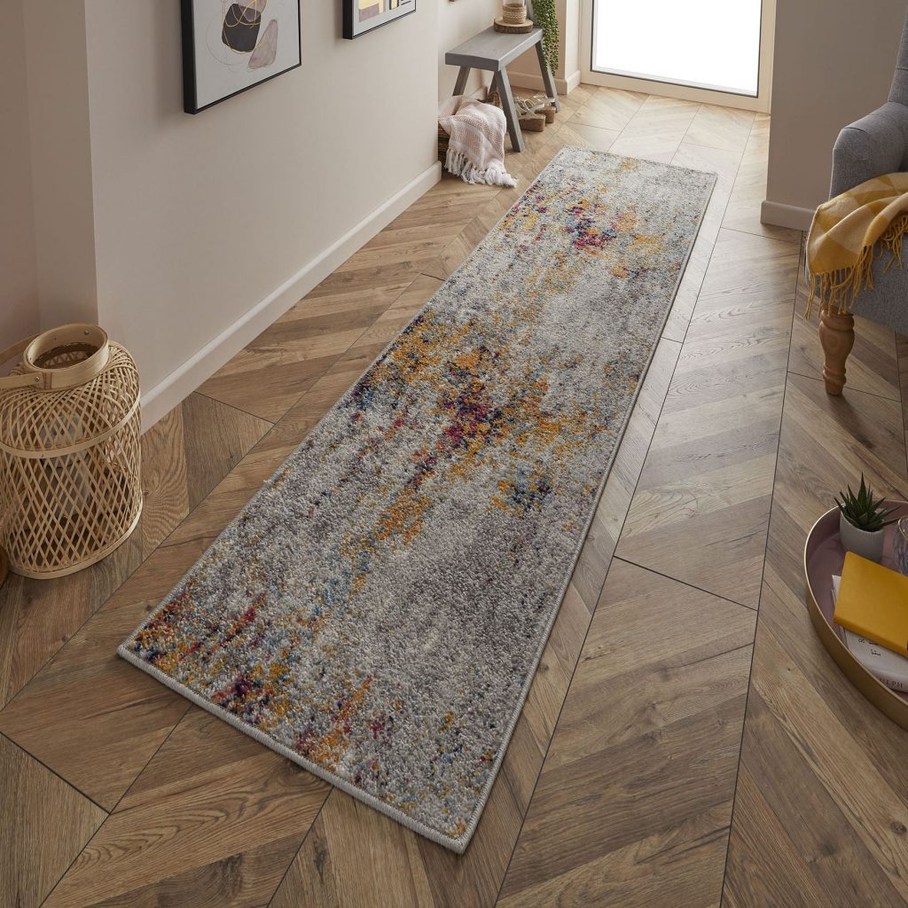 Gilbert 90 X Rug OrangeGrey Distressed Absract Rug