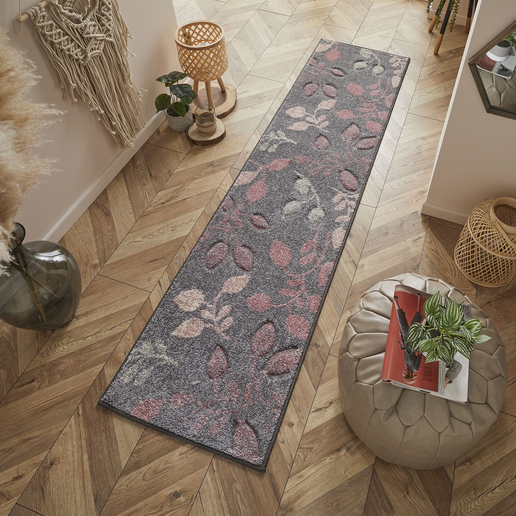 Portland 1096 V Grey and Pink Rug Portland Rug Range