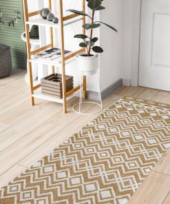 Cotton Recycled Mustard Tribal Rug - Hall Way Runner 2